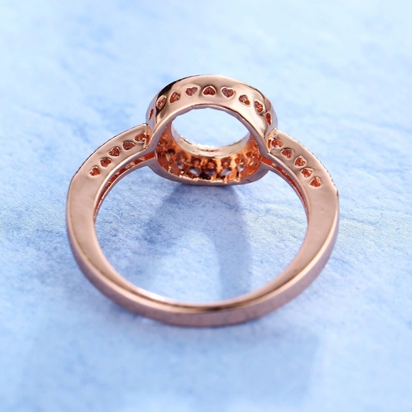 Rose Gold Tone Infinity Ring Zirconia Circle Hoop - Picture 6 of 6